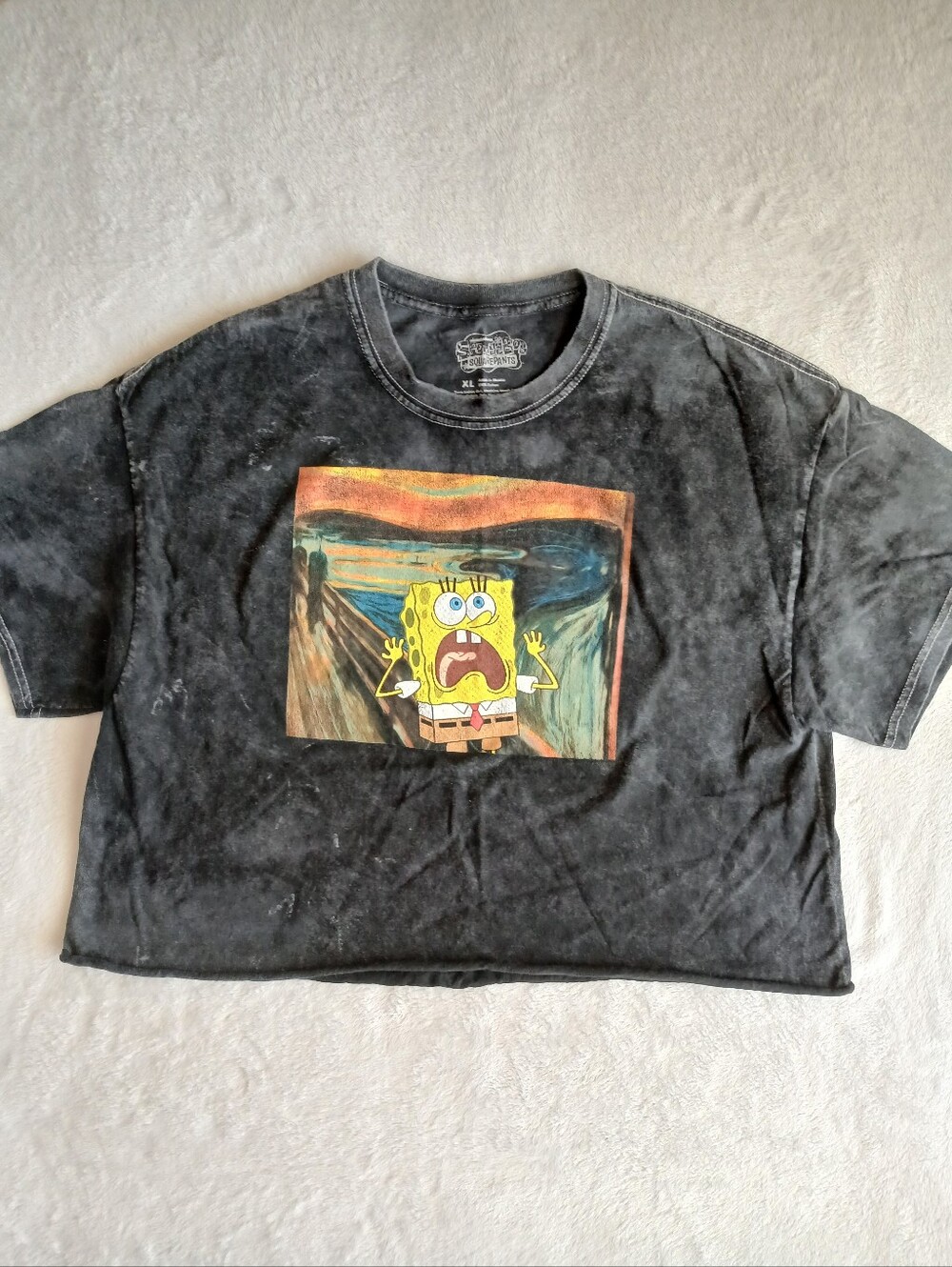 Screaming SpongeBob Crop Top Tshirt JR XL